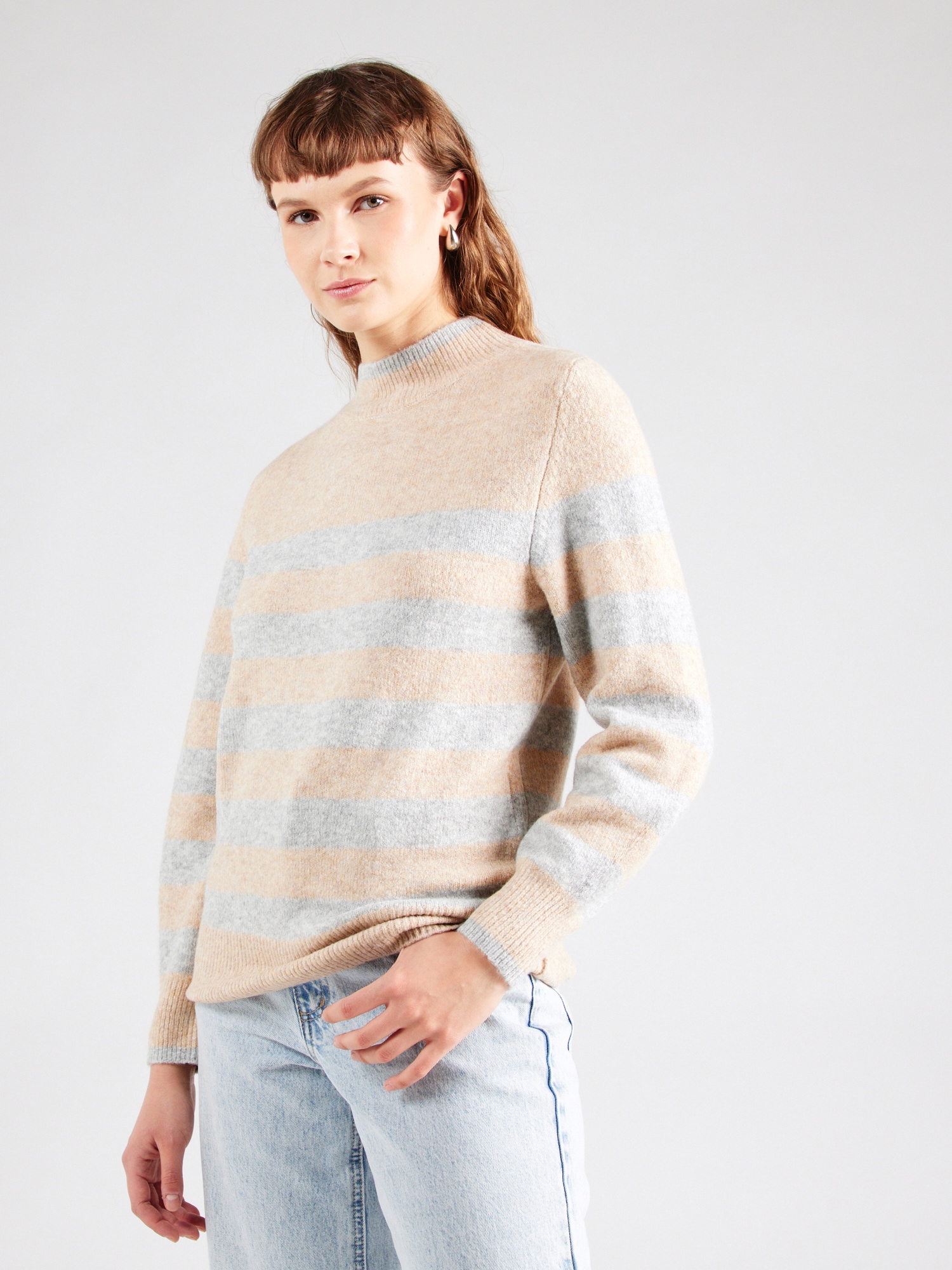 TOM TAILOR DENIM Pulóver  teveszín / szürke melír termék 2. képe