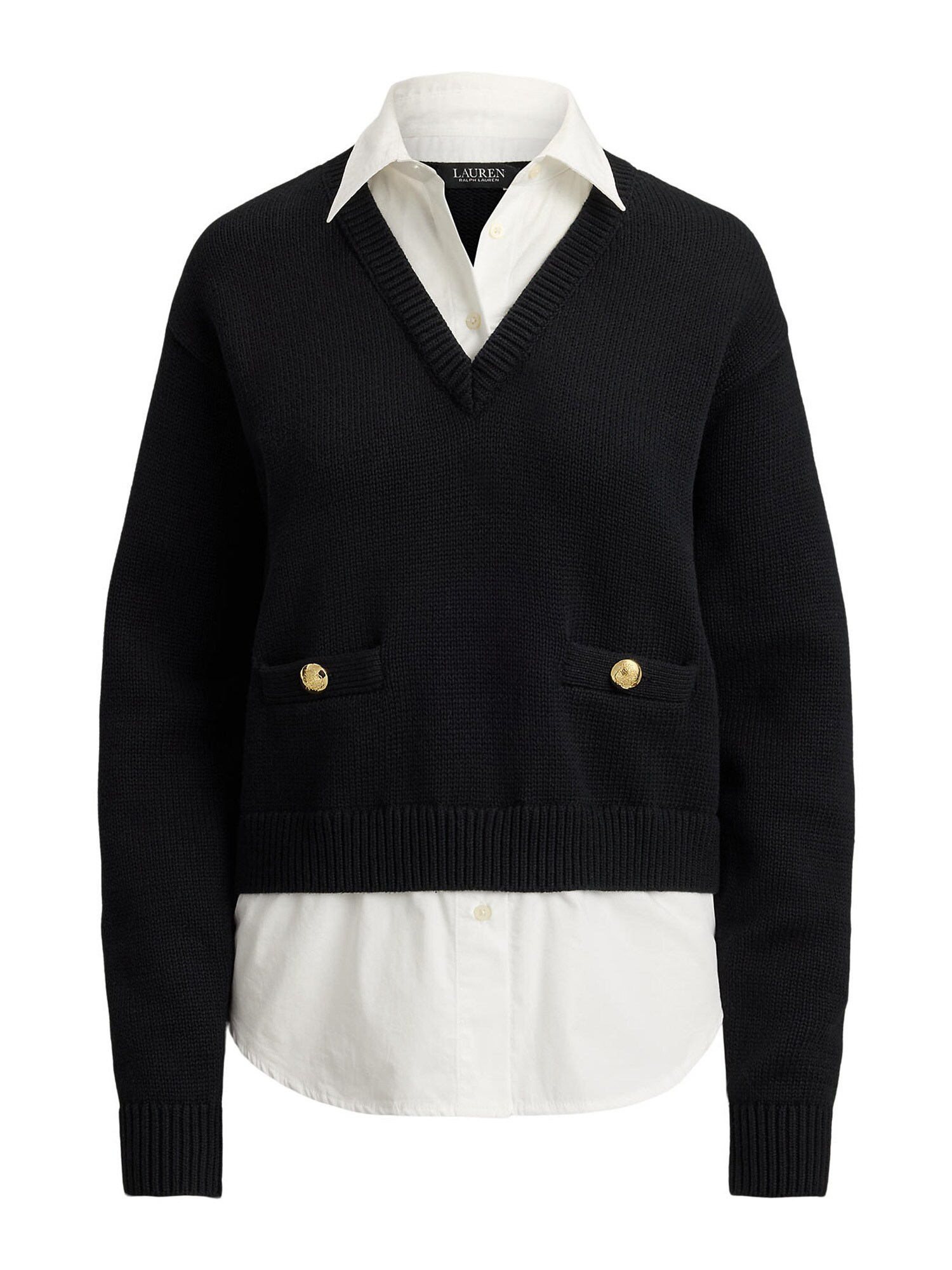 Lauren Ralph Lauren Pulover  negru / alb