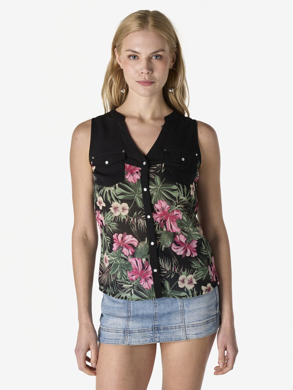Blus kräm / oliv / ljusrosa