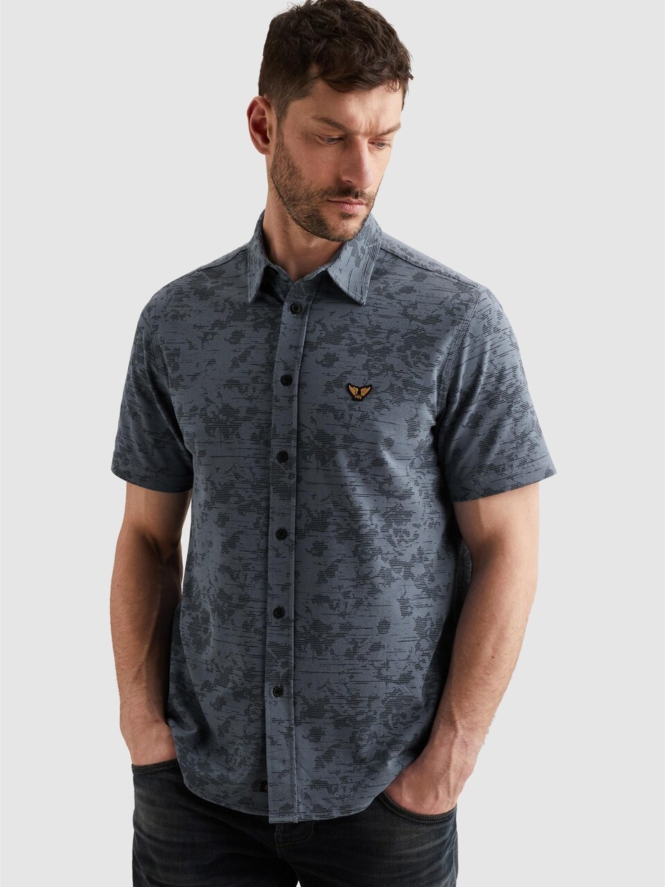 Skjorta 'Shirt in jersey piqué with allover print'