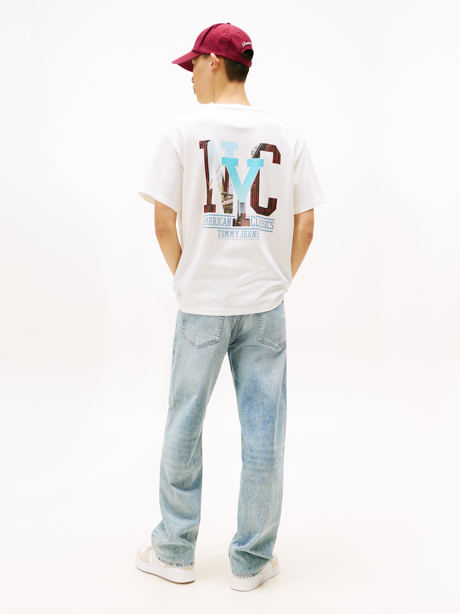 Tommy Jeans Tričko azúrová / opálová / tmavočervená / biela (obrázok 3)
