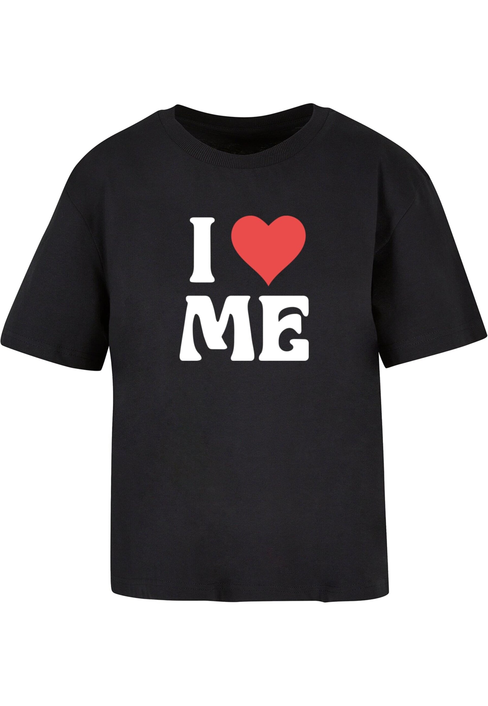 Miss Tee T-shirt 'I Love Me' blodröd / svart dam
