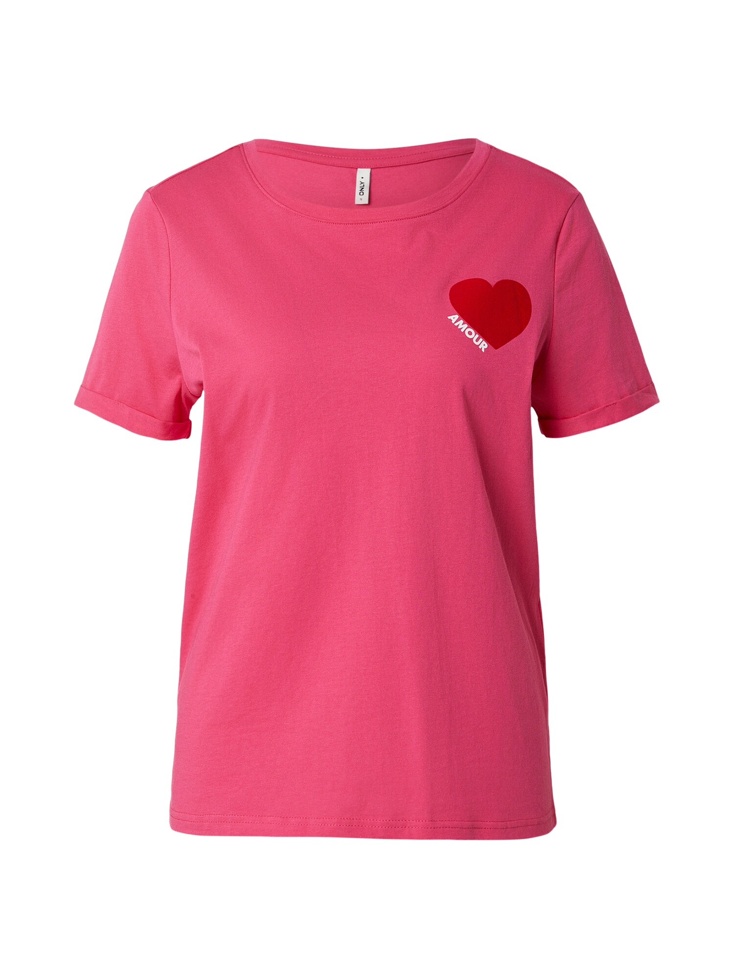 ONLY Tricou ONLVICA  roz / roșu / alb