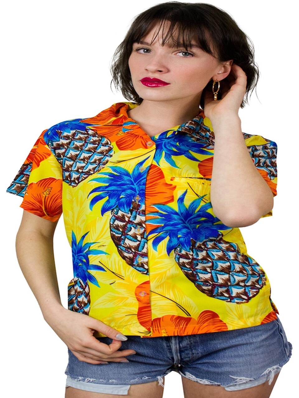 Blus 'Pineapple Hibiscus Shadow Line'