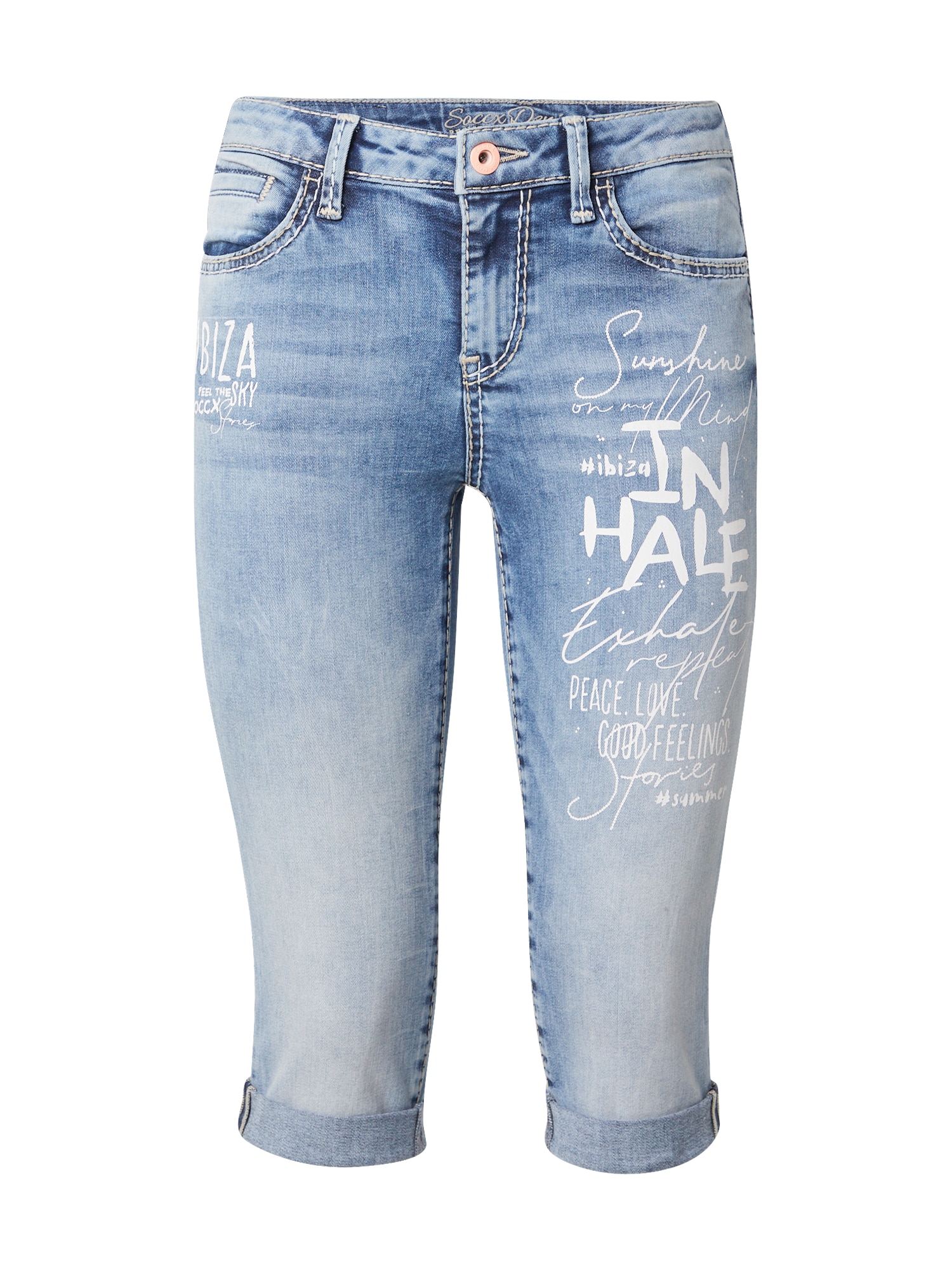 Soccx Jeans tamsiai (džinso) mėlyna / balta