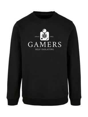 F4NT4STIC Sweatshirt ‘Retro Gaming Gamers Self Isolating’ Zwart / Wit