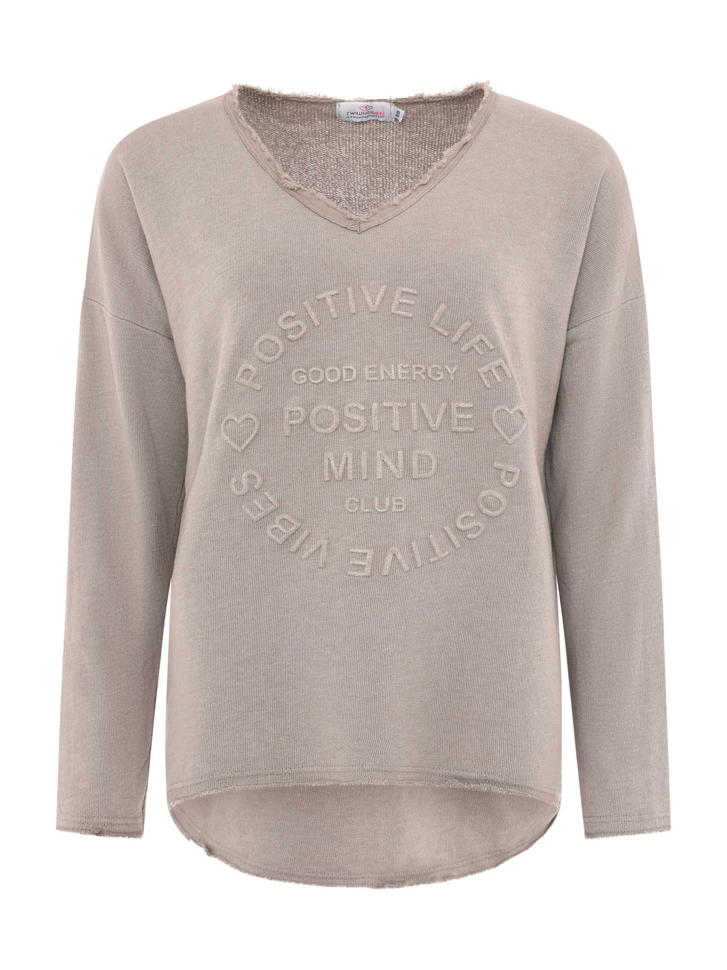 Zwillingsherz Tréning póló 'Positive Mind'  taupe akciós termékkép 1