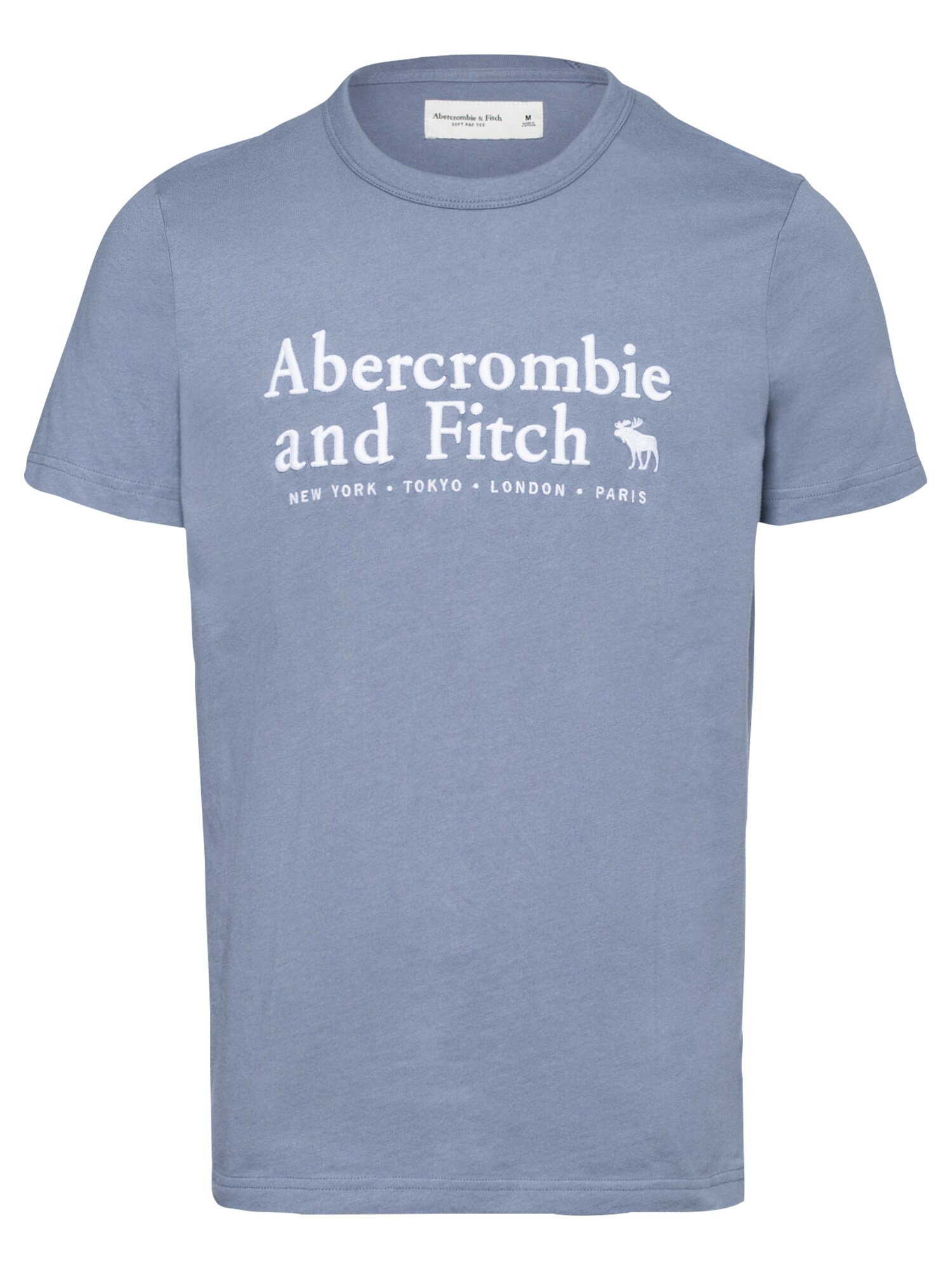 Abercrombie & Fitch Marškinėliai 'ELEVATED'  mėlyna dūmų spalva / balta