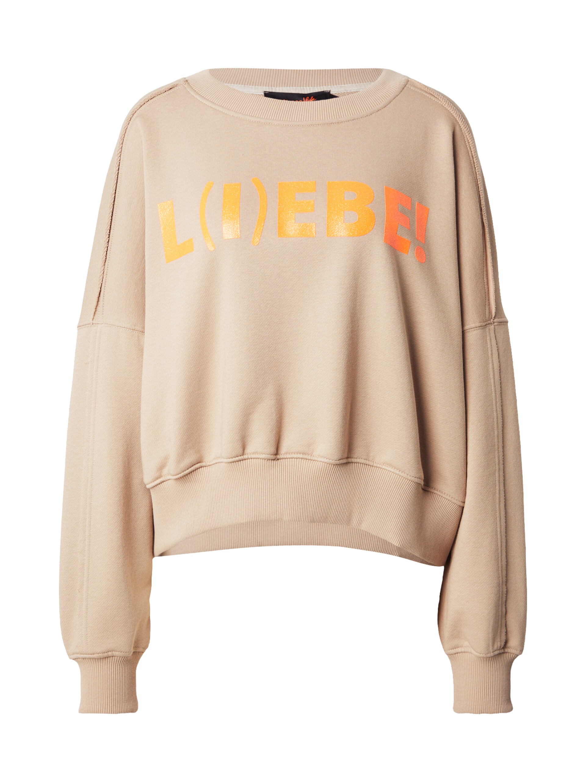 Miss goodlife Sweatshirt 'L(I)EBE' beige / orange dam
