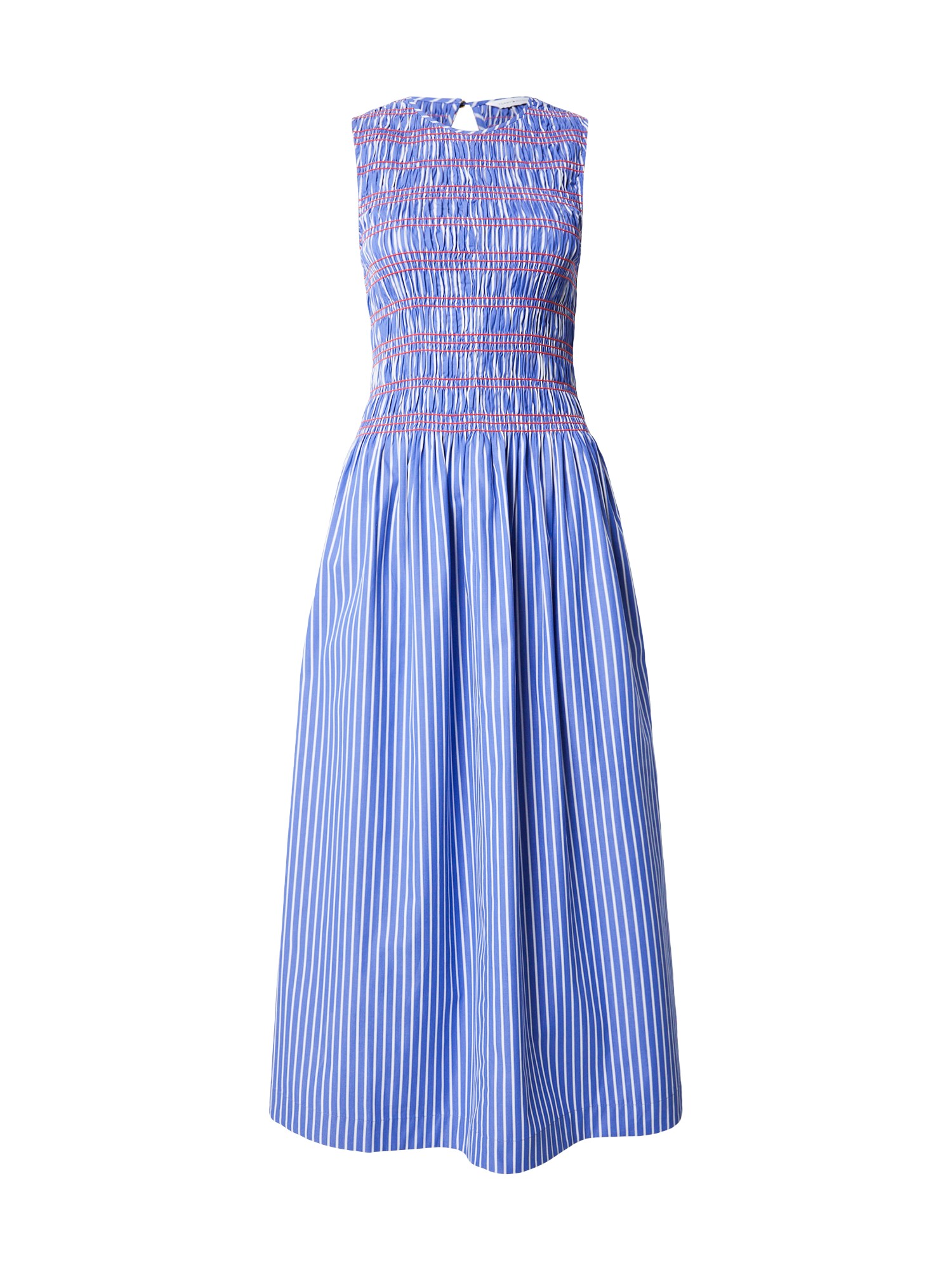 TOMMY HILFIGER Šaty 'Stripe Smock Sleeveless Fit And Flare Maxi'  modrá / červená / biela