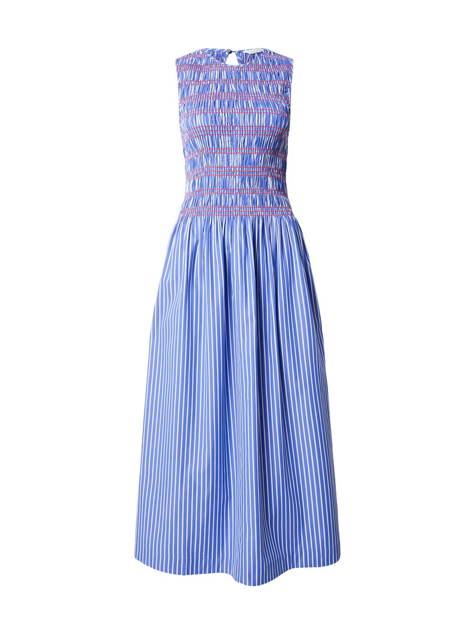 Klänning 'Stripe Smock Sleeveless Fit And Flare Maxi' blå / röd