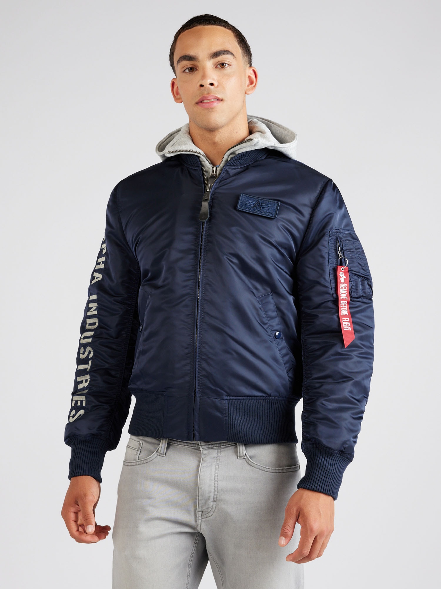 ALPHA INDUSTRIES Átmeneti dzseki tengerészkék / szürke melír / piros / fehér termék 2. képe