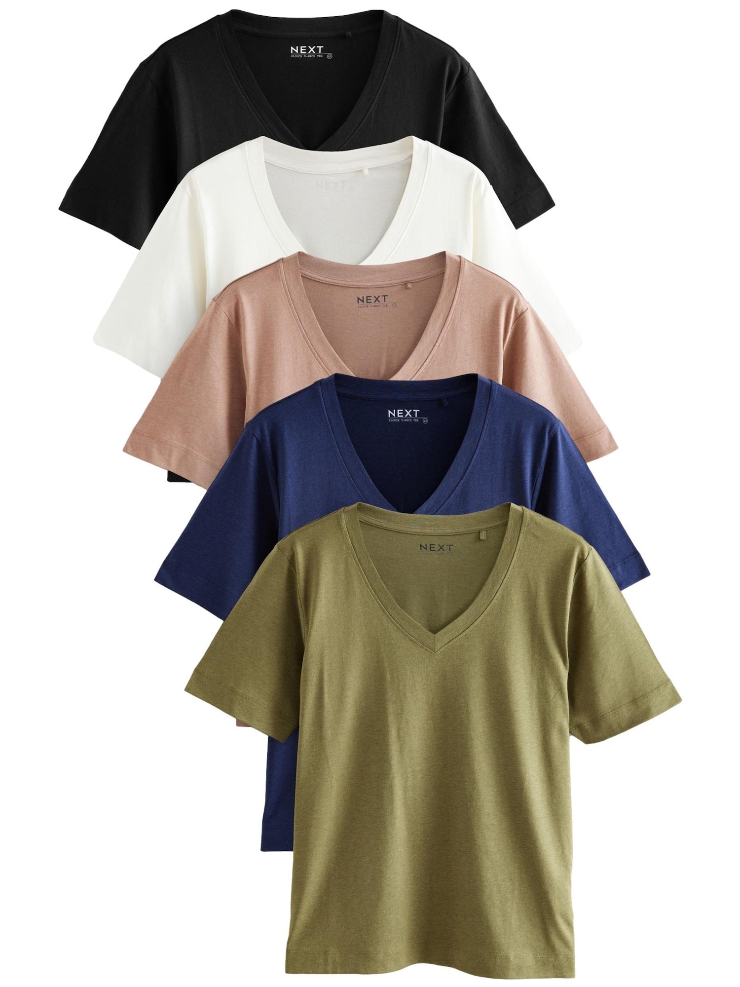Next Tricou  bleumarin / verde deschis / portocaliu deschis / negru / alb