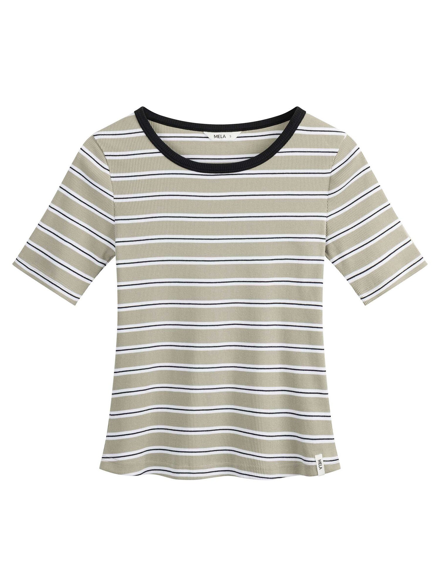 MELA Tricou 'Jasleen'  verde deschis / negru / alb
