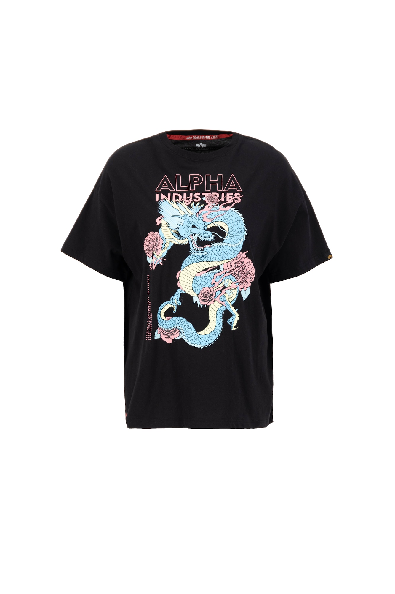 ALPHA INDUSTRIES Marškinėliai 'Dragon' šviesiai mėlyna / rožių spalva / juoda / balta