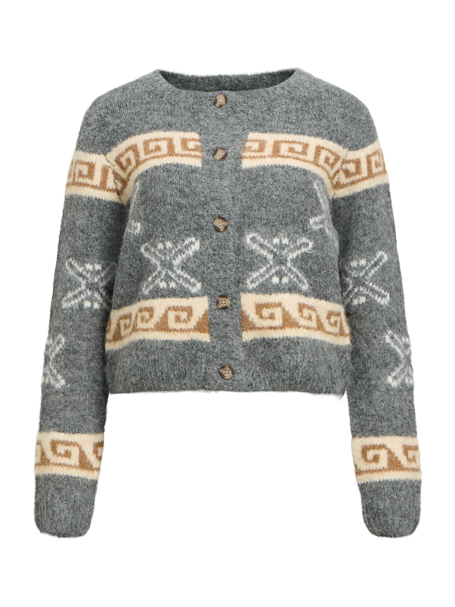 OBJECT Geacă tricotată  bej / maro coniac / gri amestecat / alb