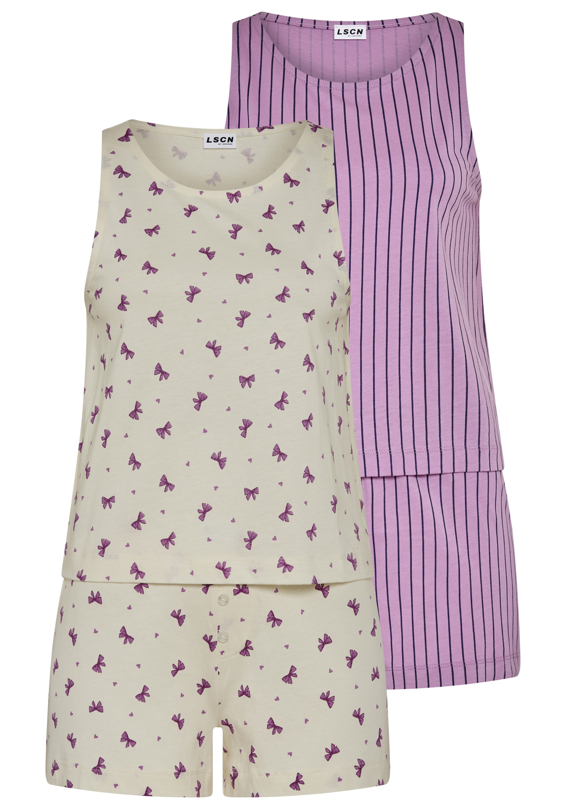 LSCN by LASCANA Kort pyjamas beige / lila dam