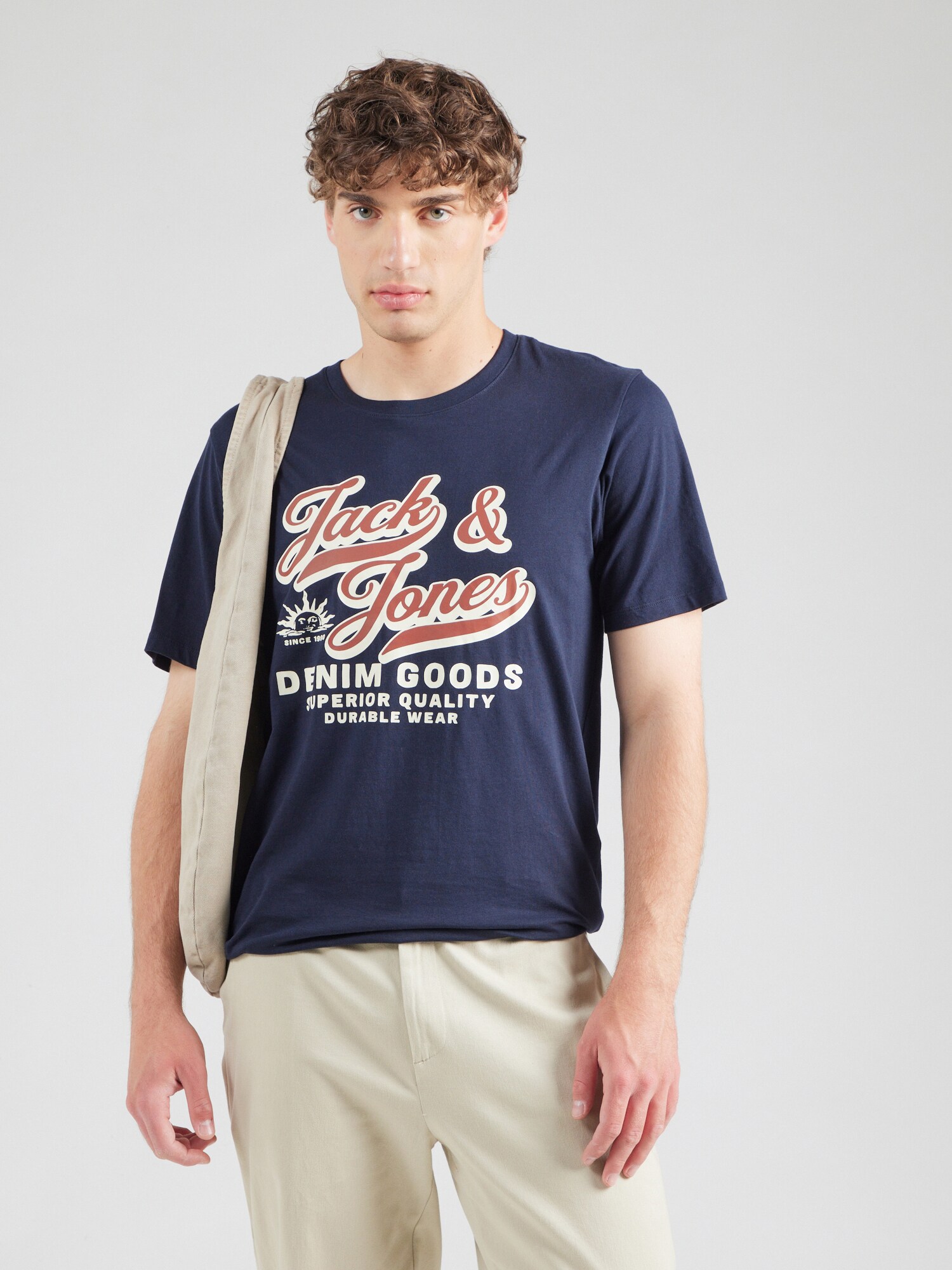 JACK & JONES Póló  éjkék / rozsdabarna / fehér termék 2. képe