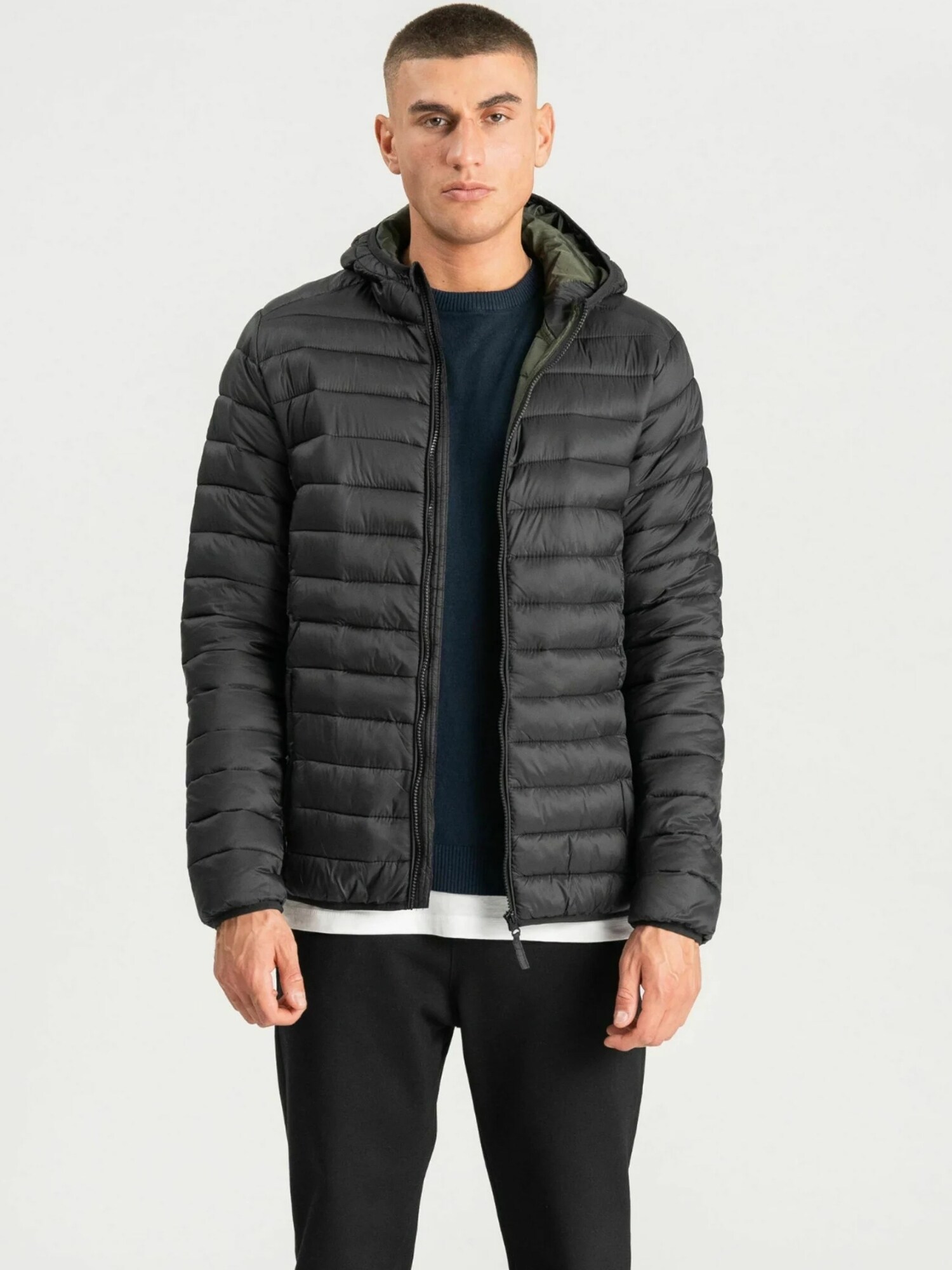 TEESHOPPEN Geacă de primăvară-toamnă ' Hooded Light '  negru