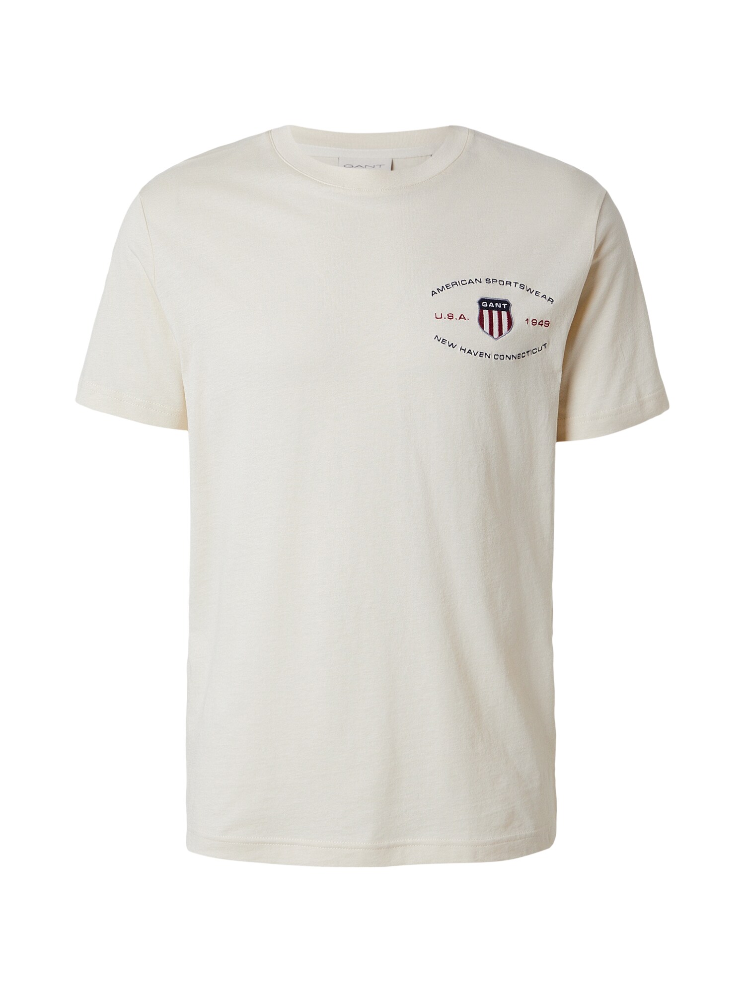 GANT Tricou  crem / bleumarin / roşu închis