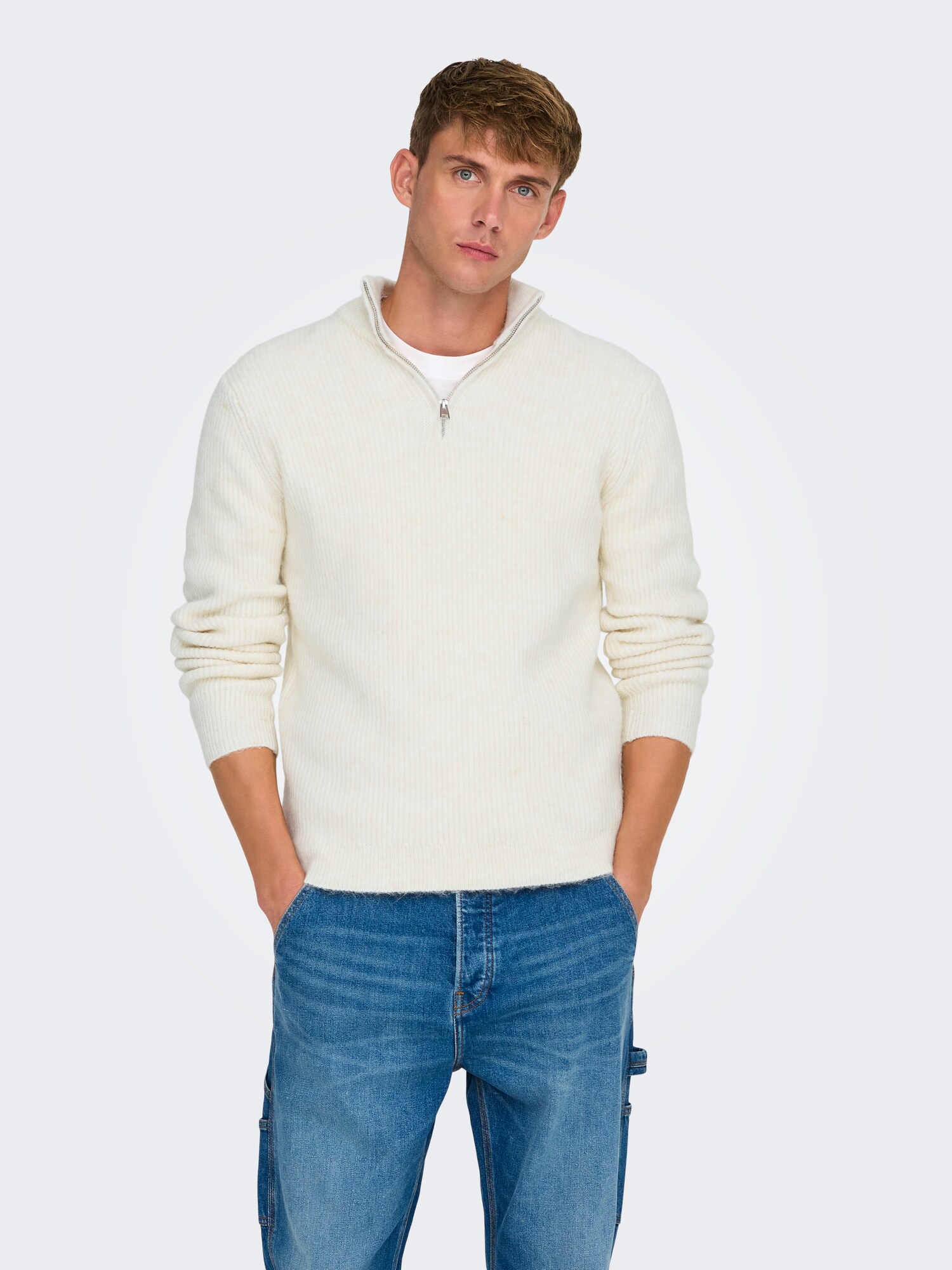 Only & Sons Sveter 'ONSTegan' biela (obrázok 3)