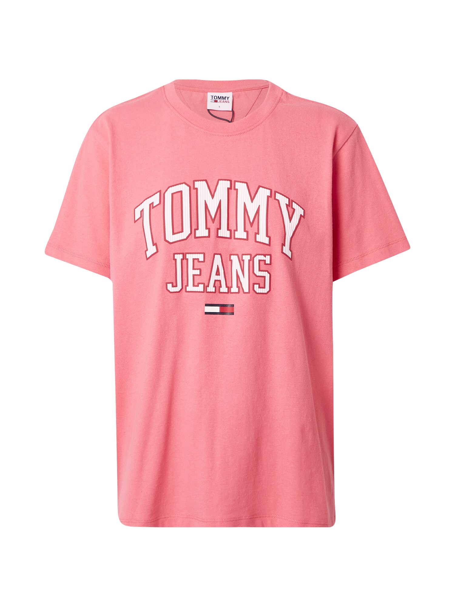 Tommy Jeans Marškinėliai 'COLLEGIATE'  rožinė / balta / raudona / tamsiai mėlyna