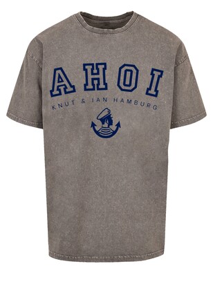 F4NT4STIC Shirt ‘Ahoi Knut & Jan Hamburg’ Donkerblauw / Donkergrijs