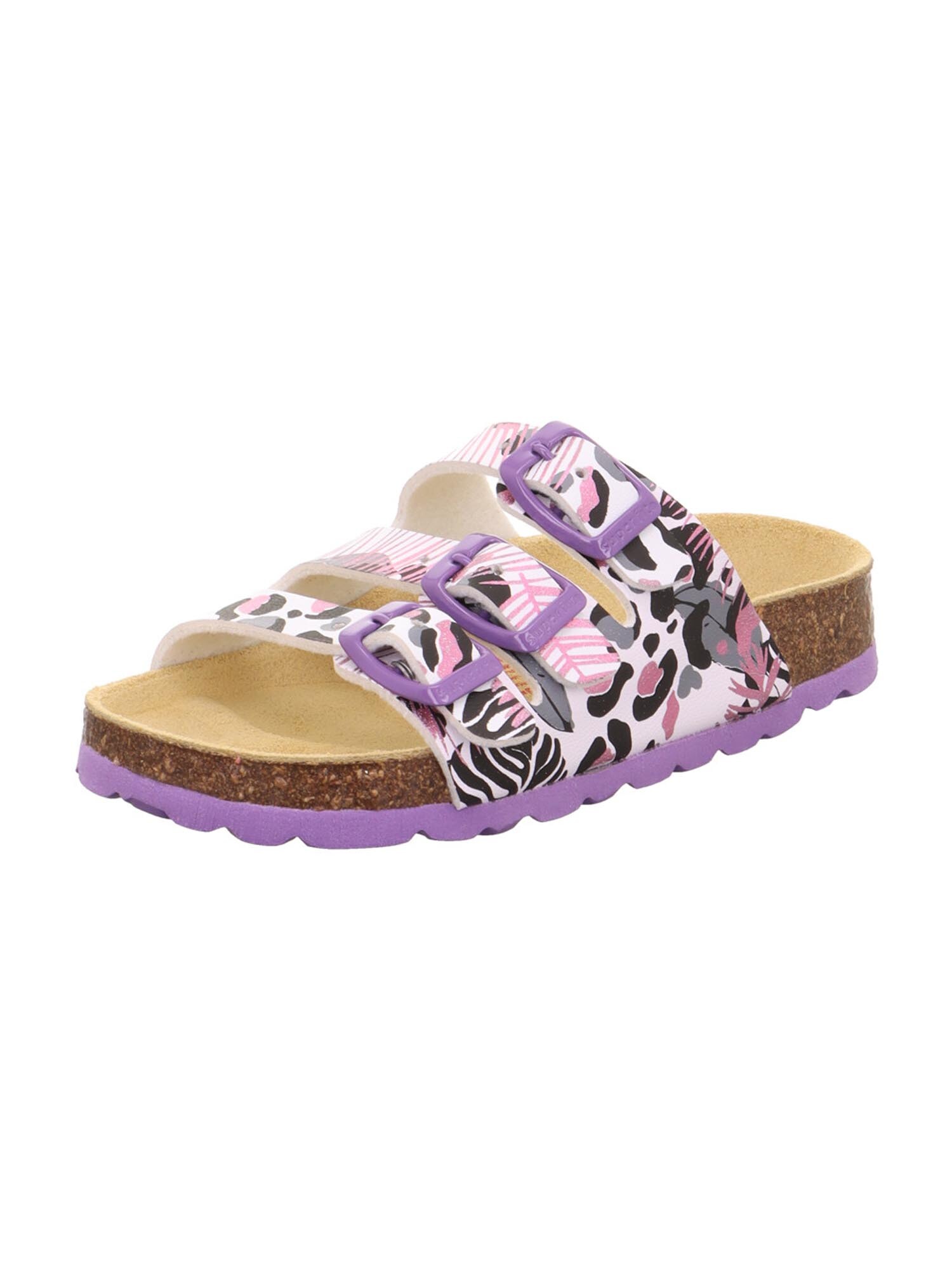 SUPERFIT Sandale  verde pin / roz pal / negru / alb