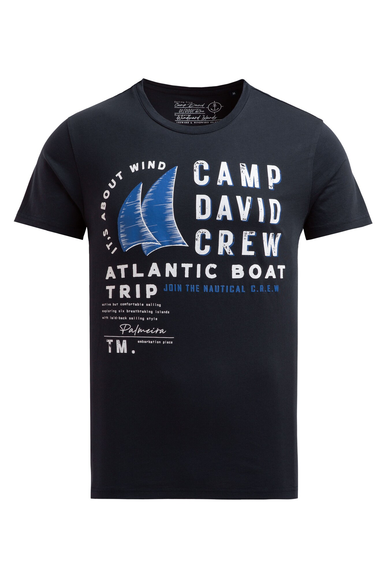 CAMP DAVID Tričko  modrá / tmavomodrá / biela