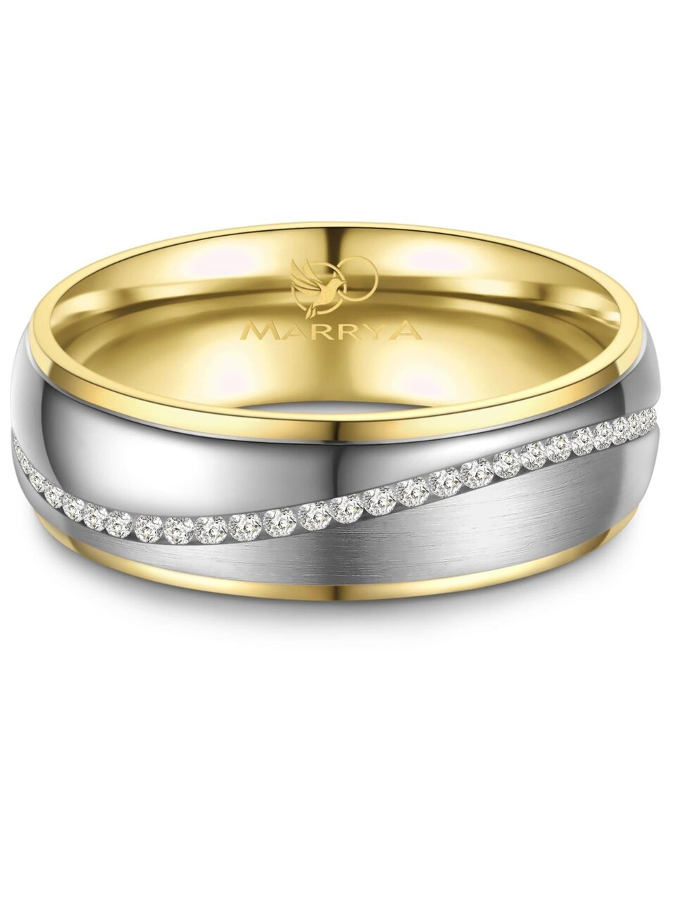 Ring 'MARRYA ES-22 Ehering aus Edelstahl Silberfarben & Gelbgold plattiert'