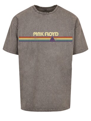 F4NT4STIC Shirt ‘Pink Floyd Prism Retro Stripes’ Geel / Stone grey / Oranje / Rood