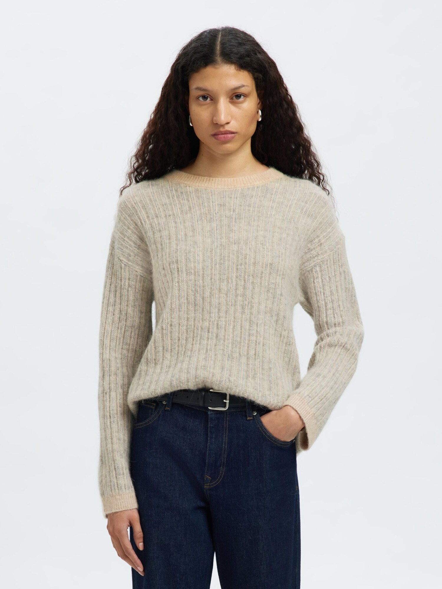 SELECTED Jersey  beige moteado
