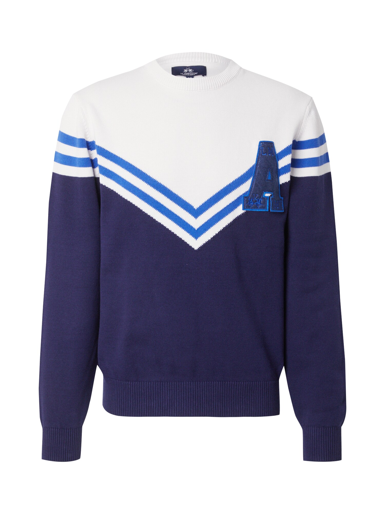 La Martina Pulover  bleumarin / albastru regal / alb