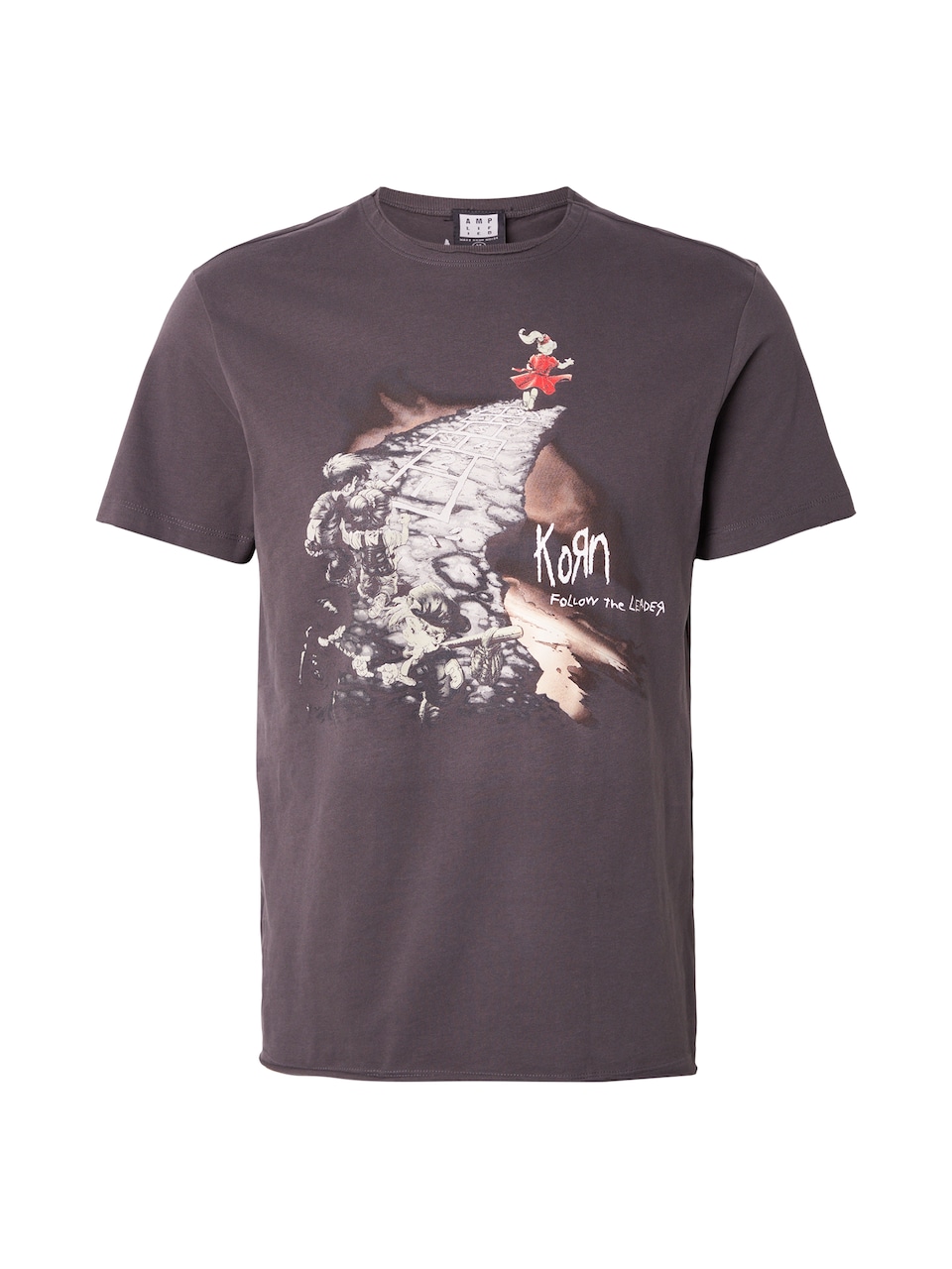 T-shirt 'KORN FOLLOW THE LEADER' brun / antracit / röd