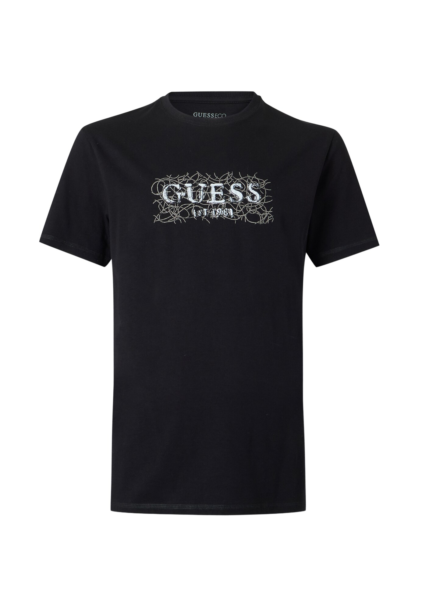 GUESS Tricou gri / negru / alb