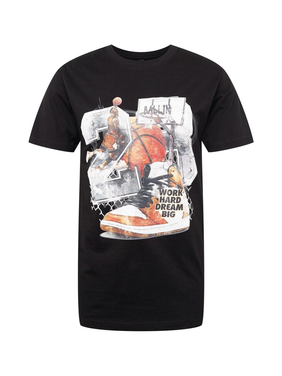 T-shirt grå / orange / svart