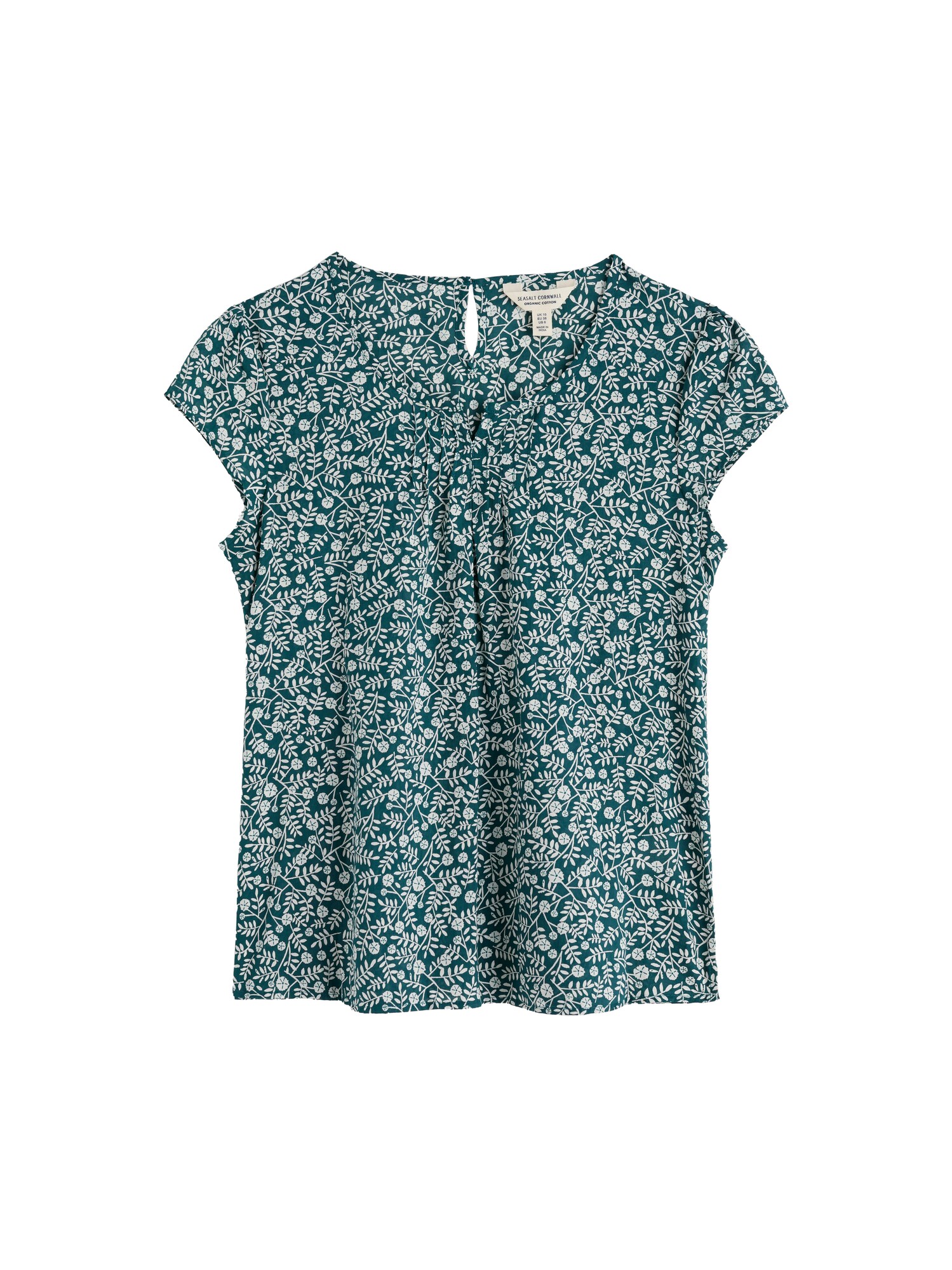 Seasalt Cornwall Blusa 'Garden Gate'  petróleo / blanco