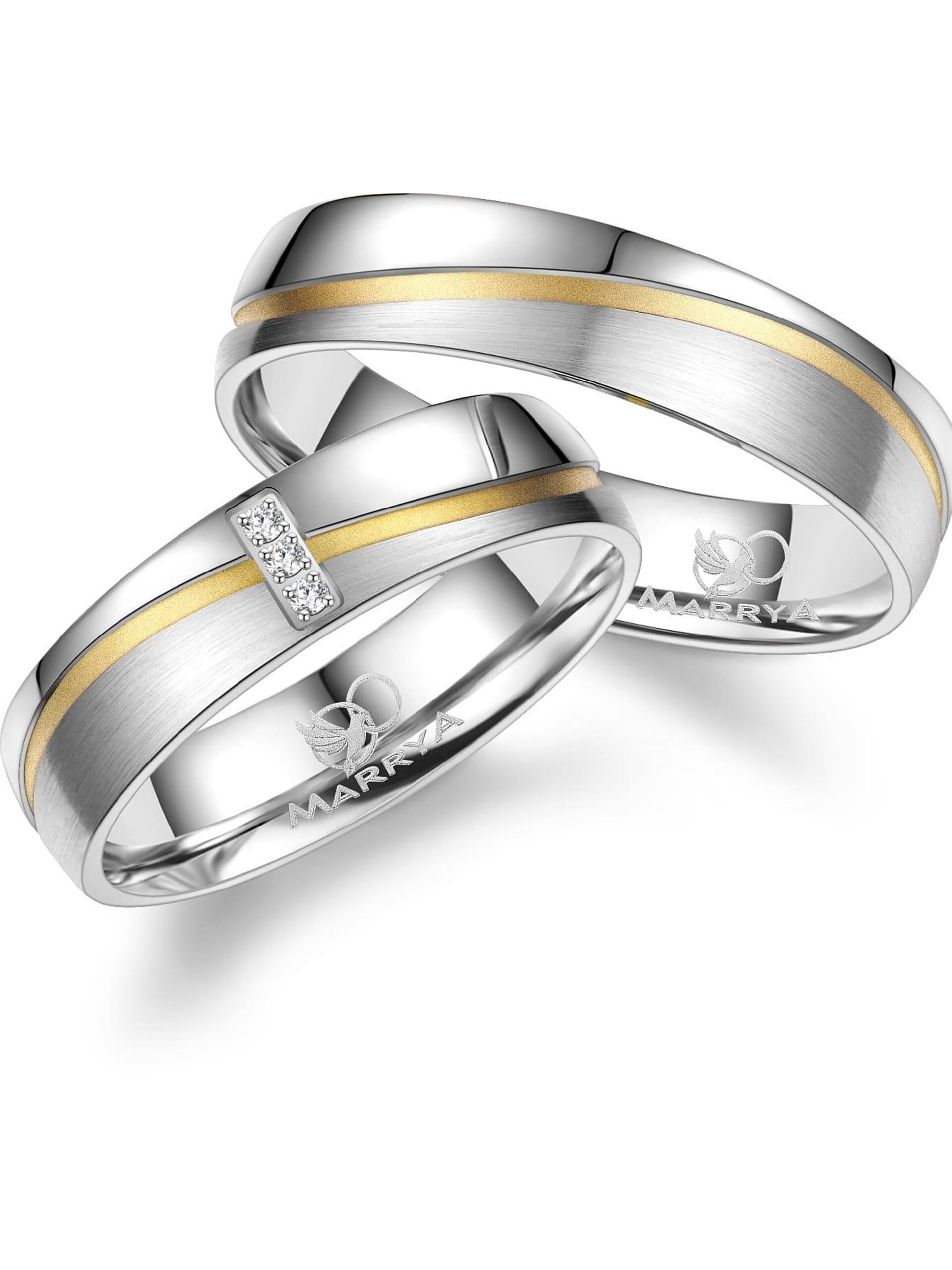 MARRYA Ring 'MARRYA ES-15 Ehering aus Edelstahl Silber - & Gold-farben' dam