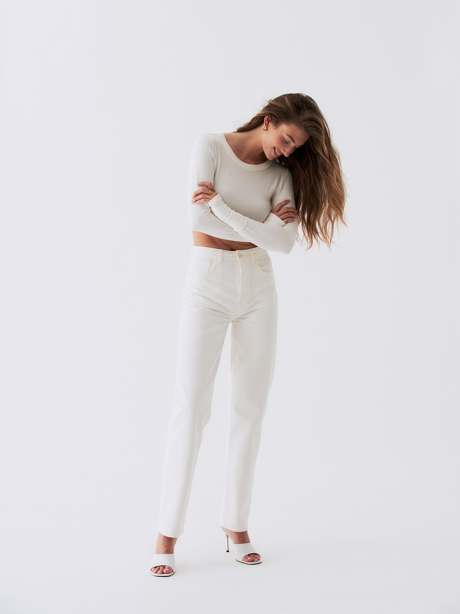 RÆRE by Lorena Rae Džínsy 'Cleo' biely denim (obrázok 4)