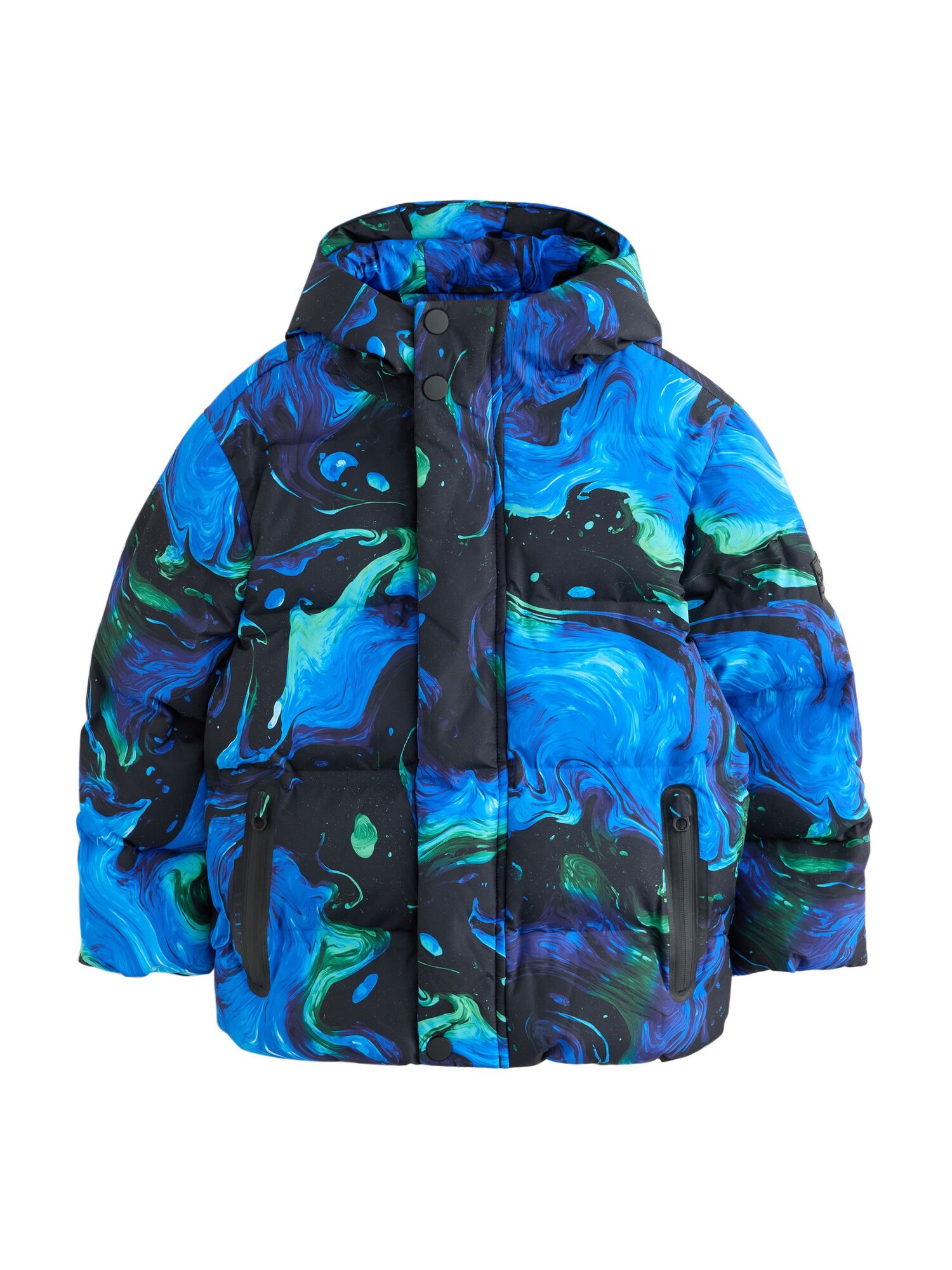 Next Geacă de iarnă albastru cobalt / verde iarbă / negru