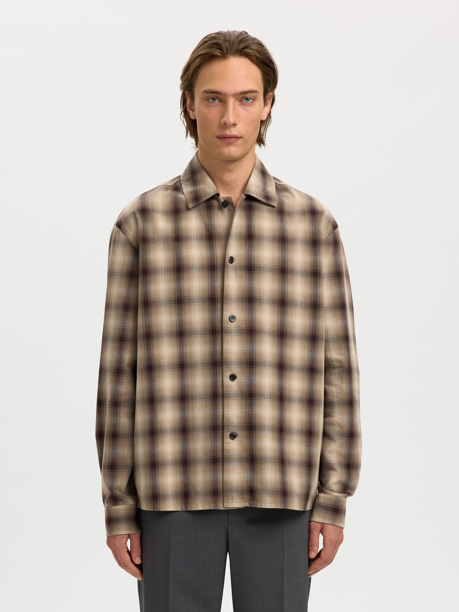 SELECTED Camisa  marrón / chocolate / capuchino