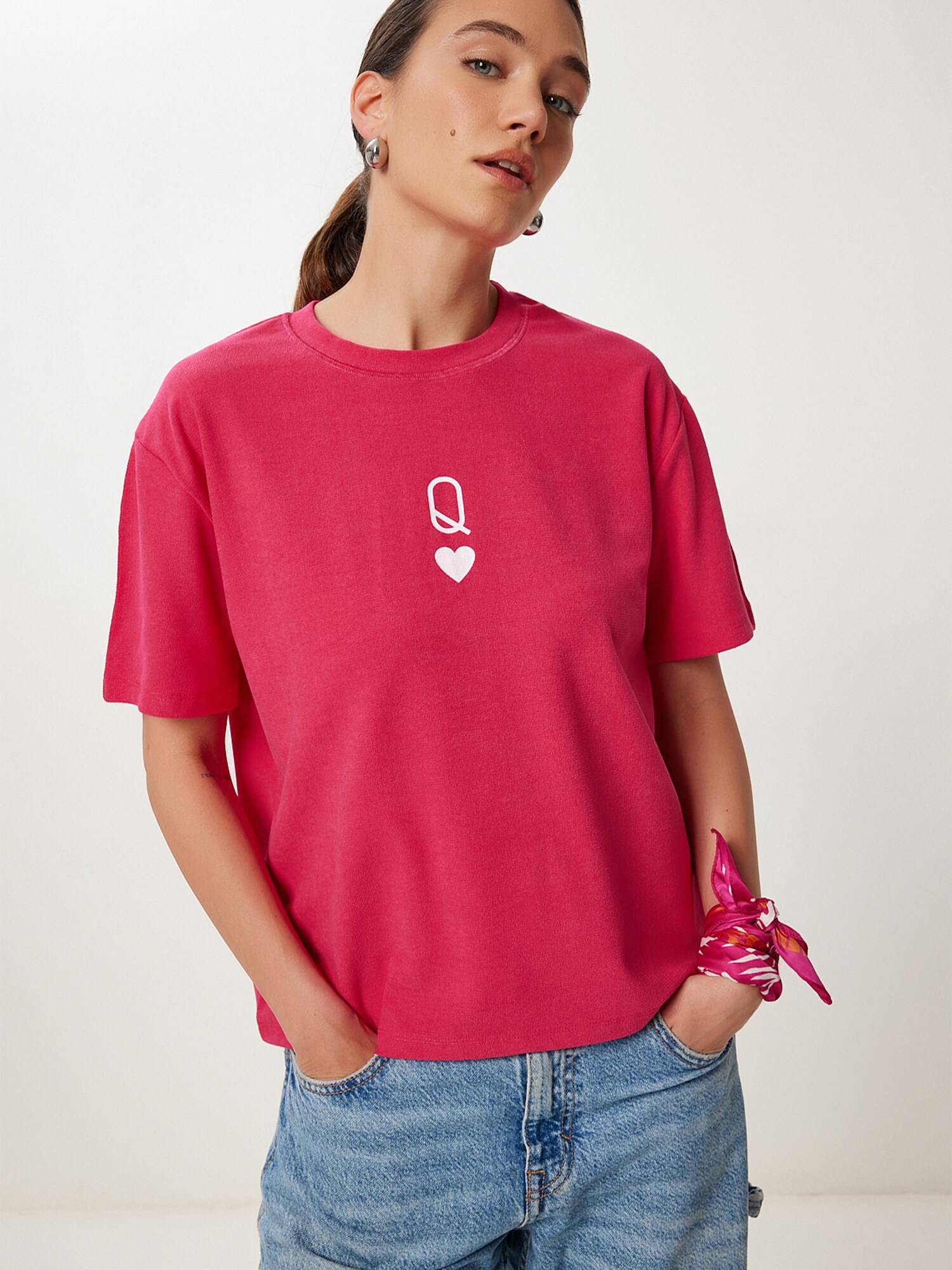Happiness İstanbul Tricou roz închis / alb