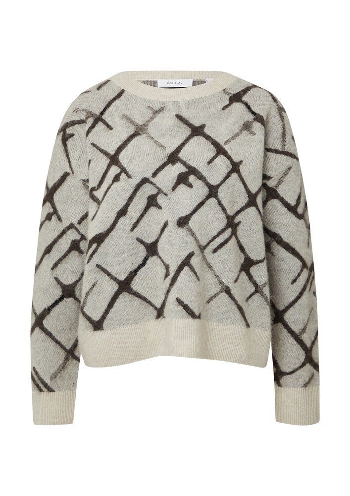 COMMA Pullover Damen Größe XS beige / schwarz
