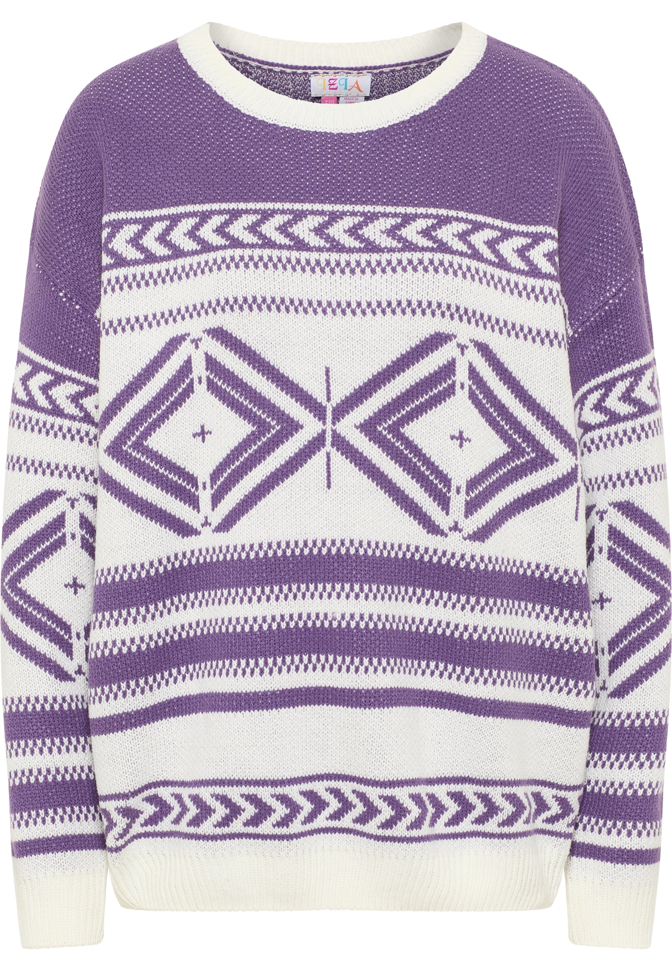 IZIA Pullover 'Gaya'  roxo / branco