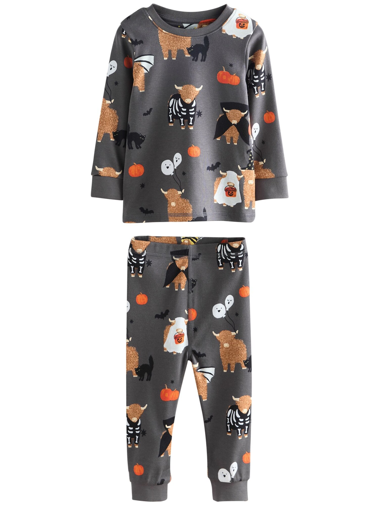 Next Pijamale Halloween  maro deschis / gri închis / portocaliu / negru