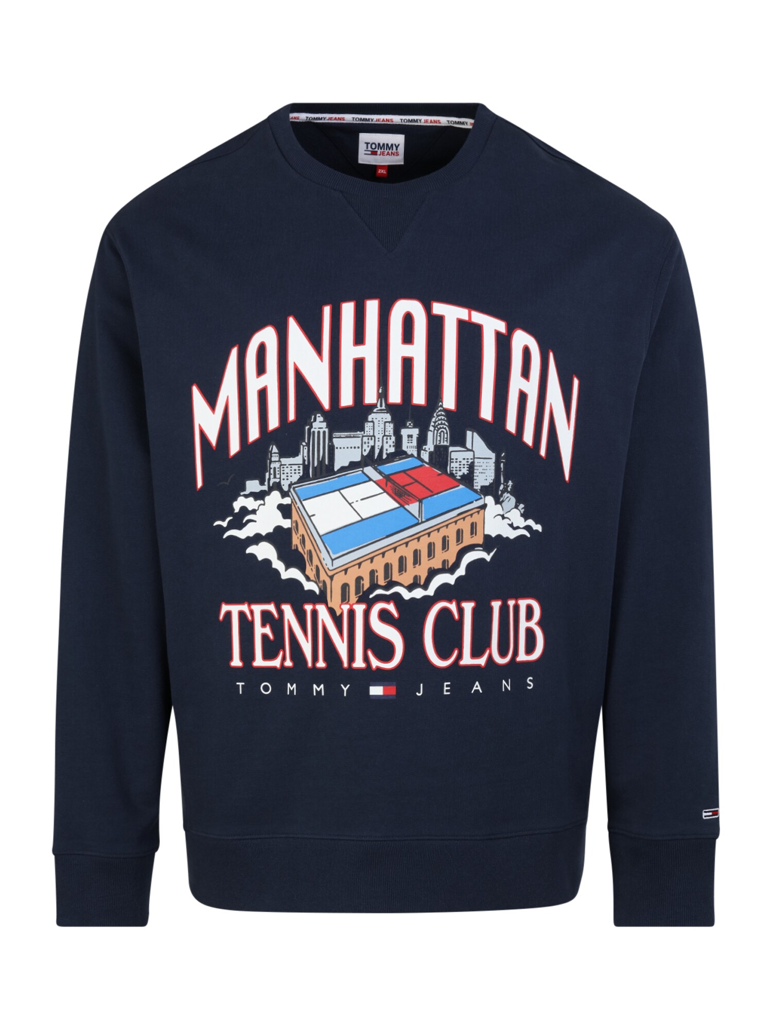 Tommy Jeans Plus Sportisks džemperis tumši zils / debeszils / ugunssarkans / balts