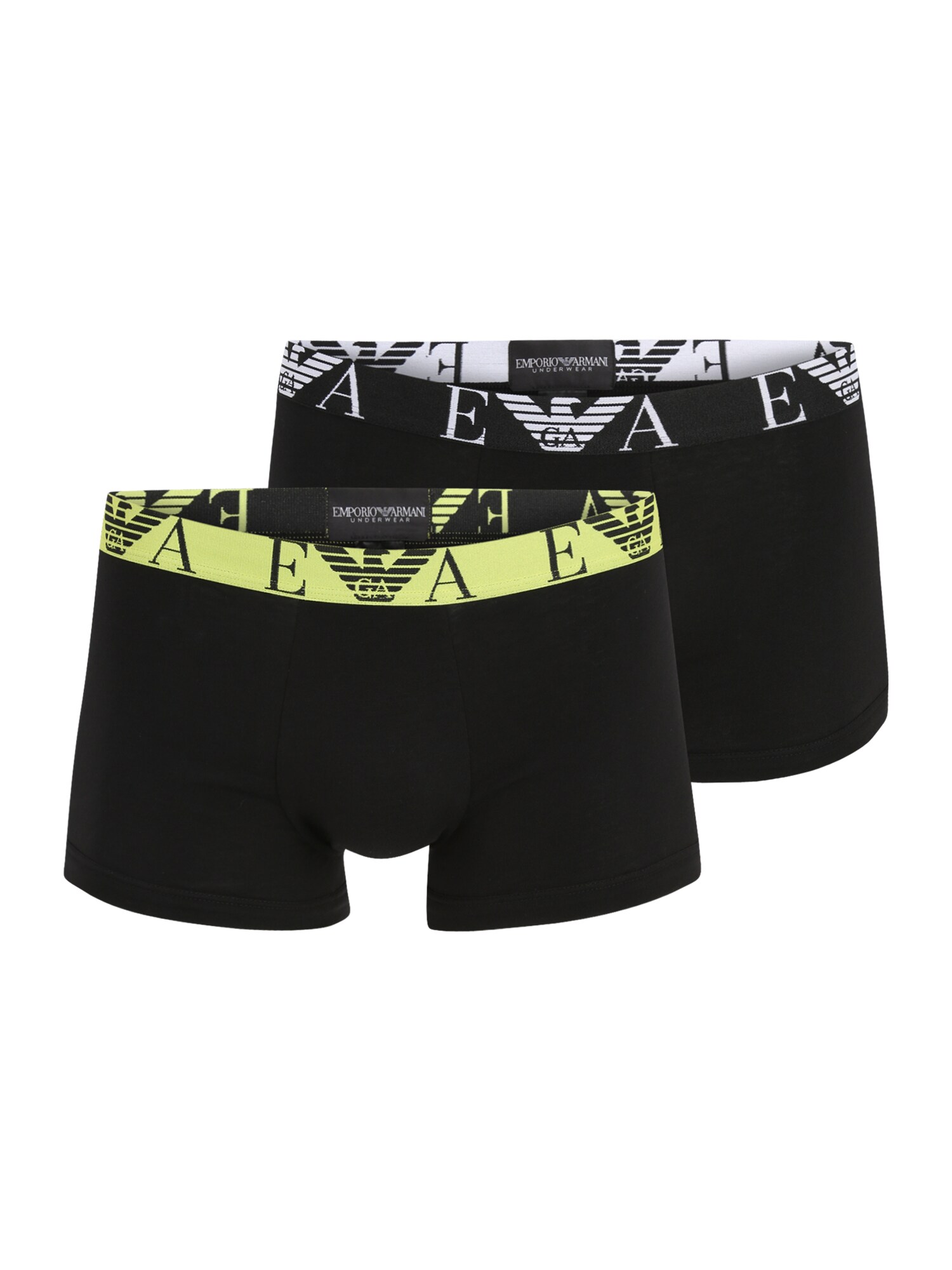 Emporio Armani Boxer trumpikės žaliosios citrinos spalva / juoda / balta