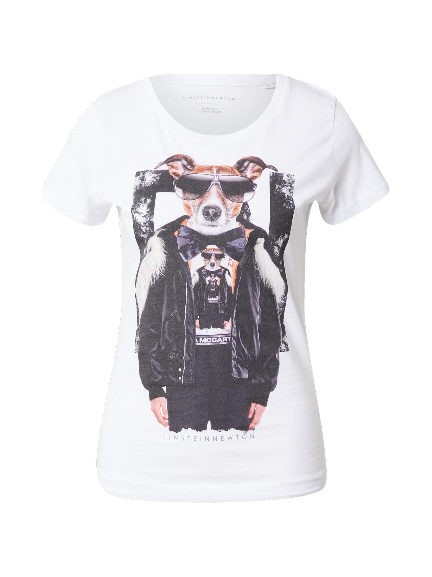 EINSTEIN & NEWTON Marškinėliai 'Bomber Dog' ruda / juoda / balta