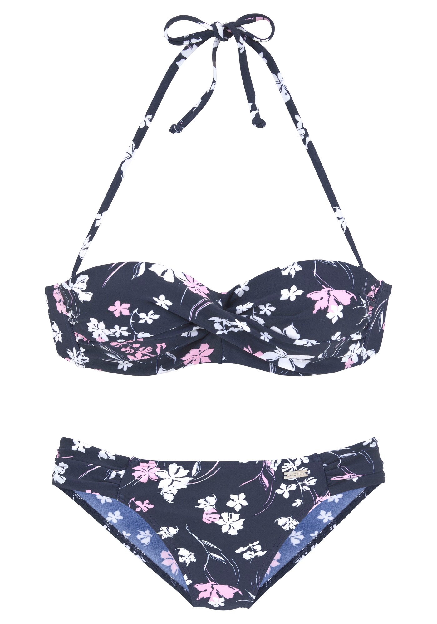 LASCANA Costum de baie două piese  bleumarin / roz deschis / alb