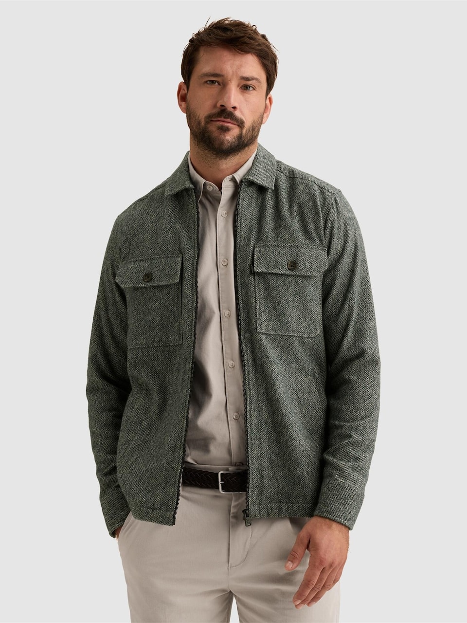 Övergångsjacka 'Overshirt in brushed mouliné with zipper closure'